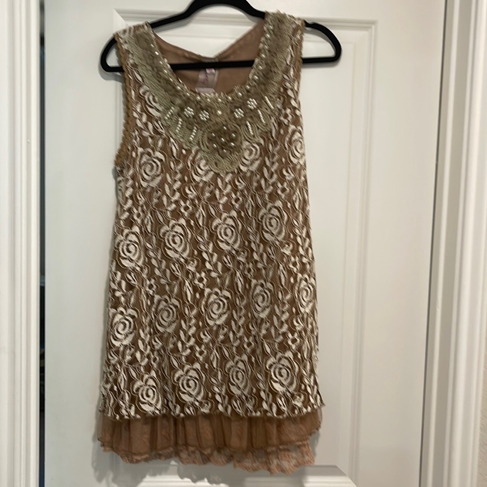 NWT Pretty Angel Brown and Cream Sleeveless Dress